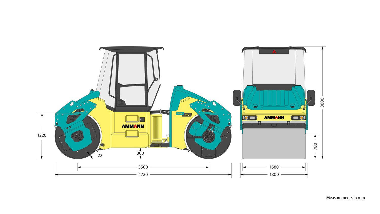 Ammann ARX 110 dimensions