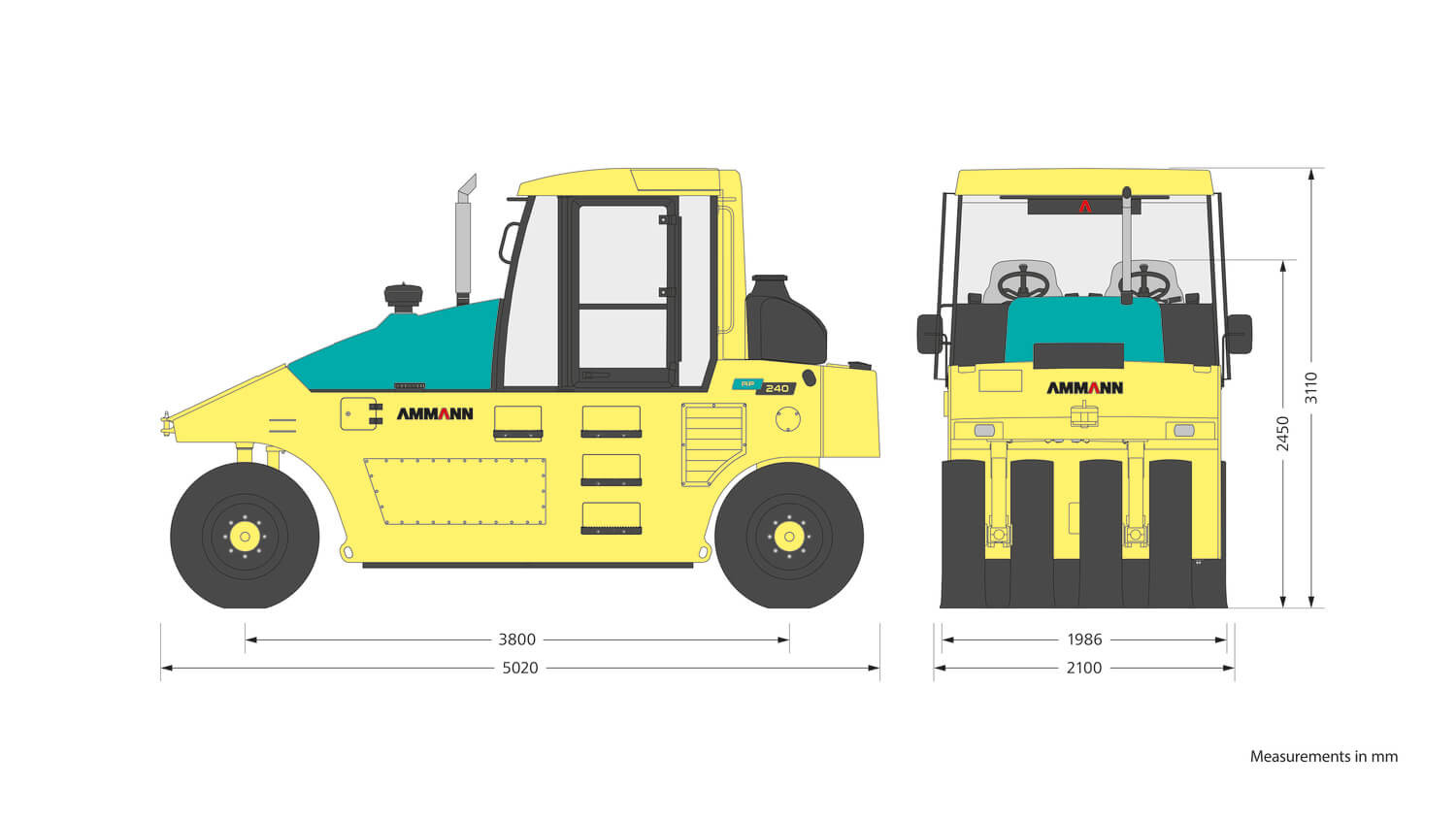 Ammann AP 240 dimensions