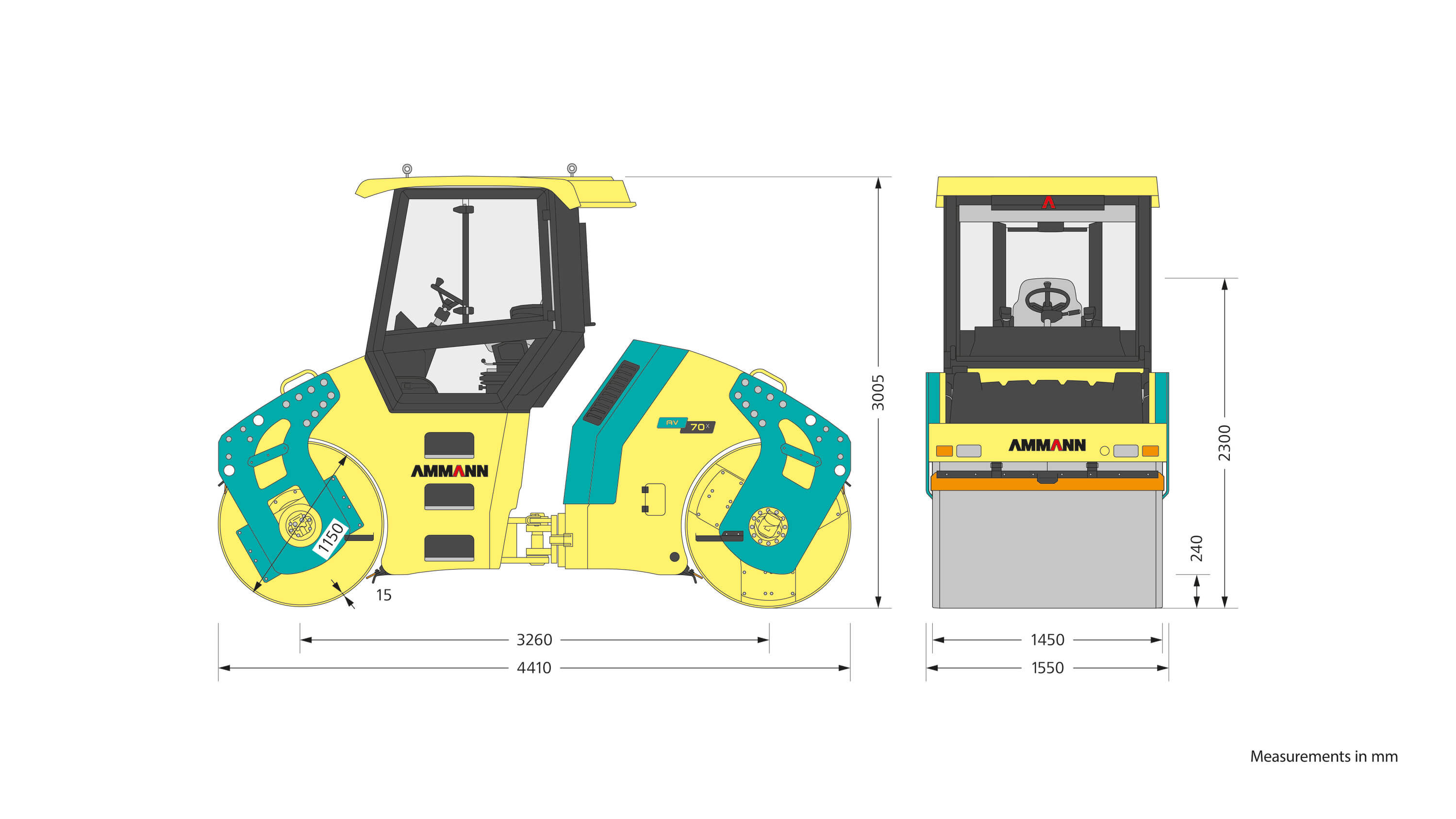 Ammann AV 70 X dimensions