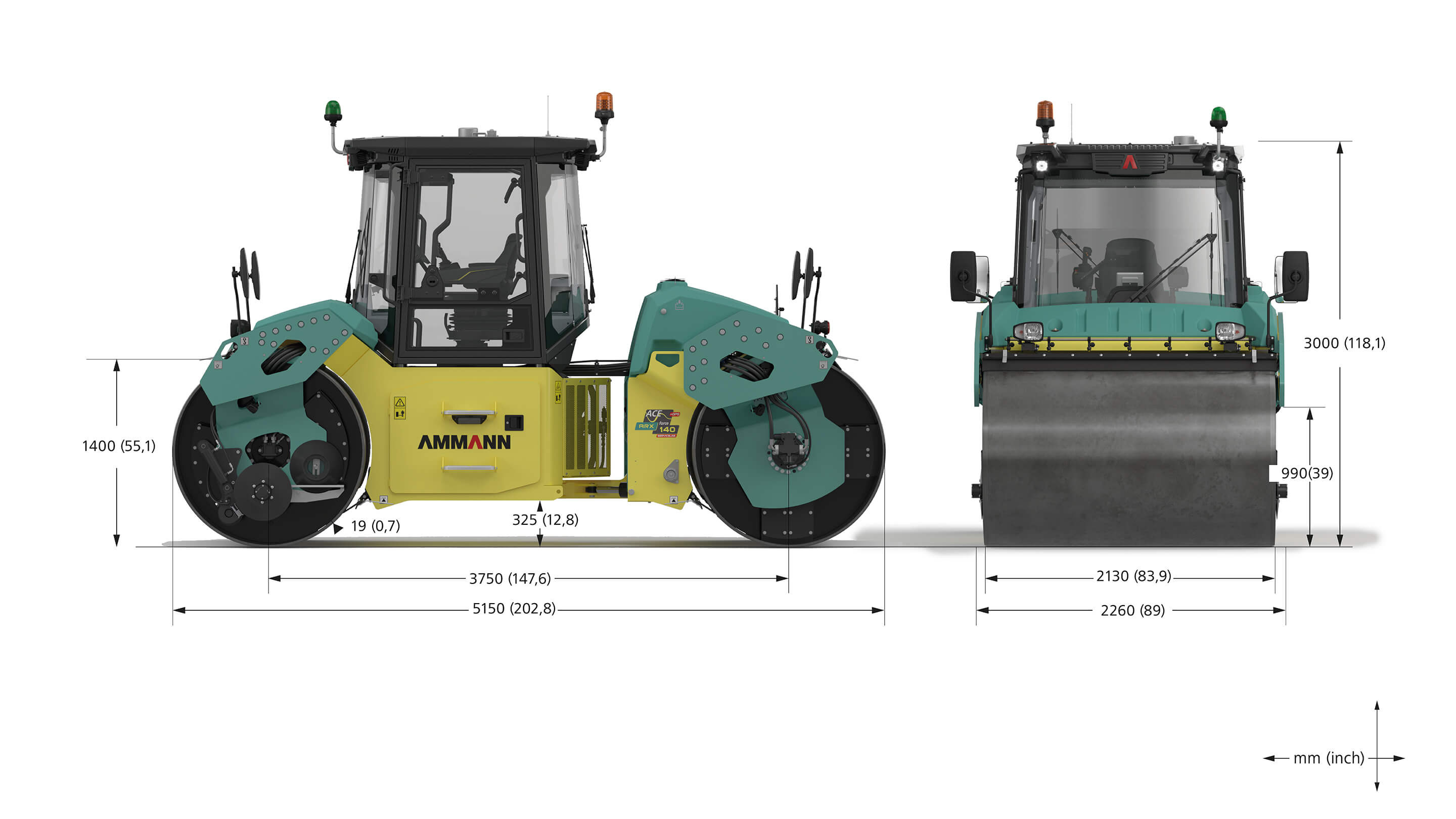 Ammann ARX 140 dimensions