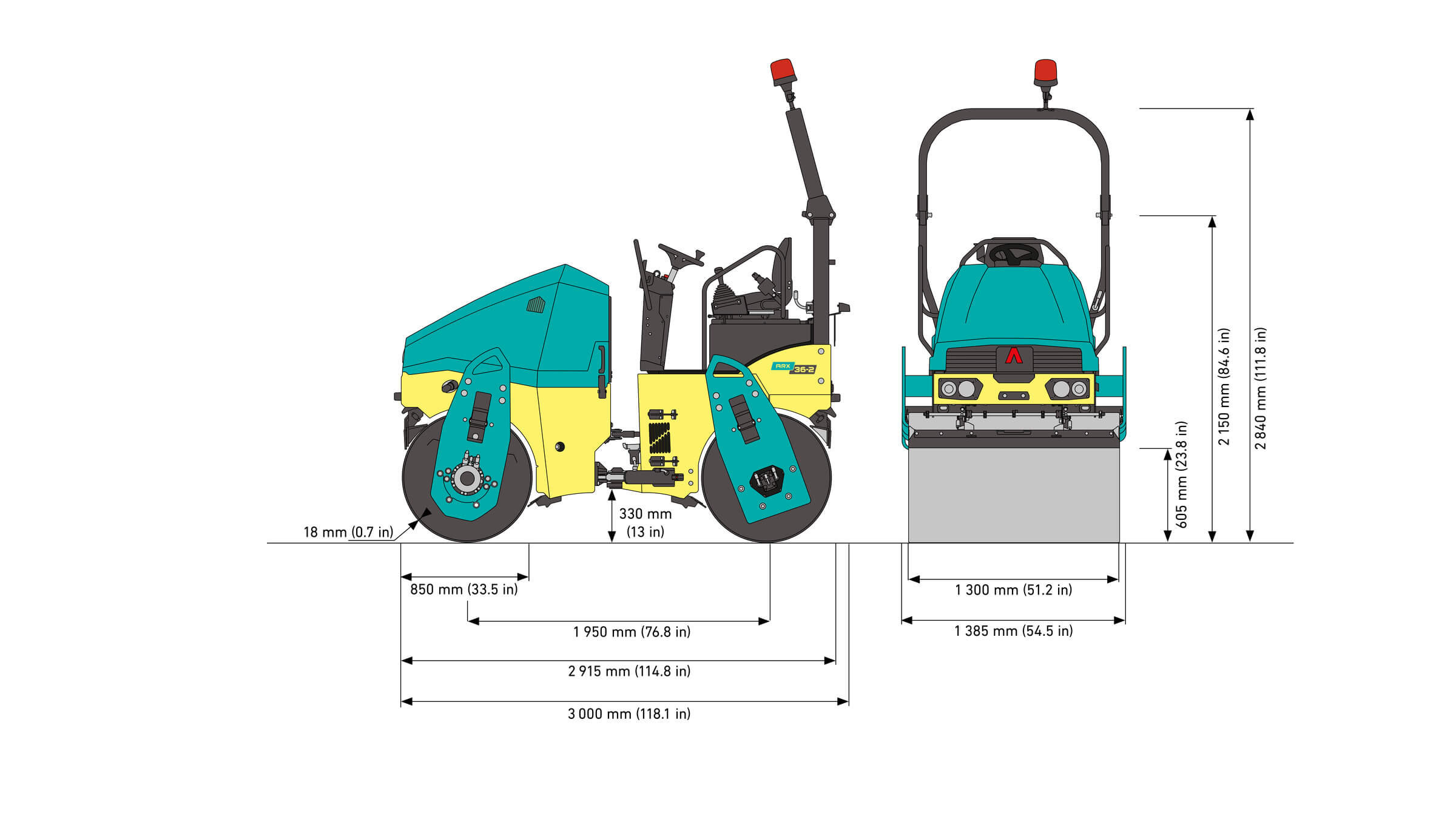 Ammann ARX 36-2 dimensions