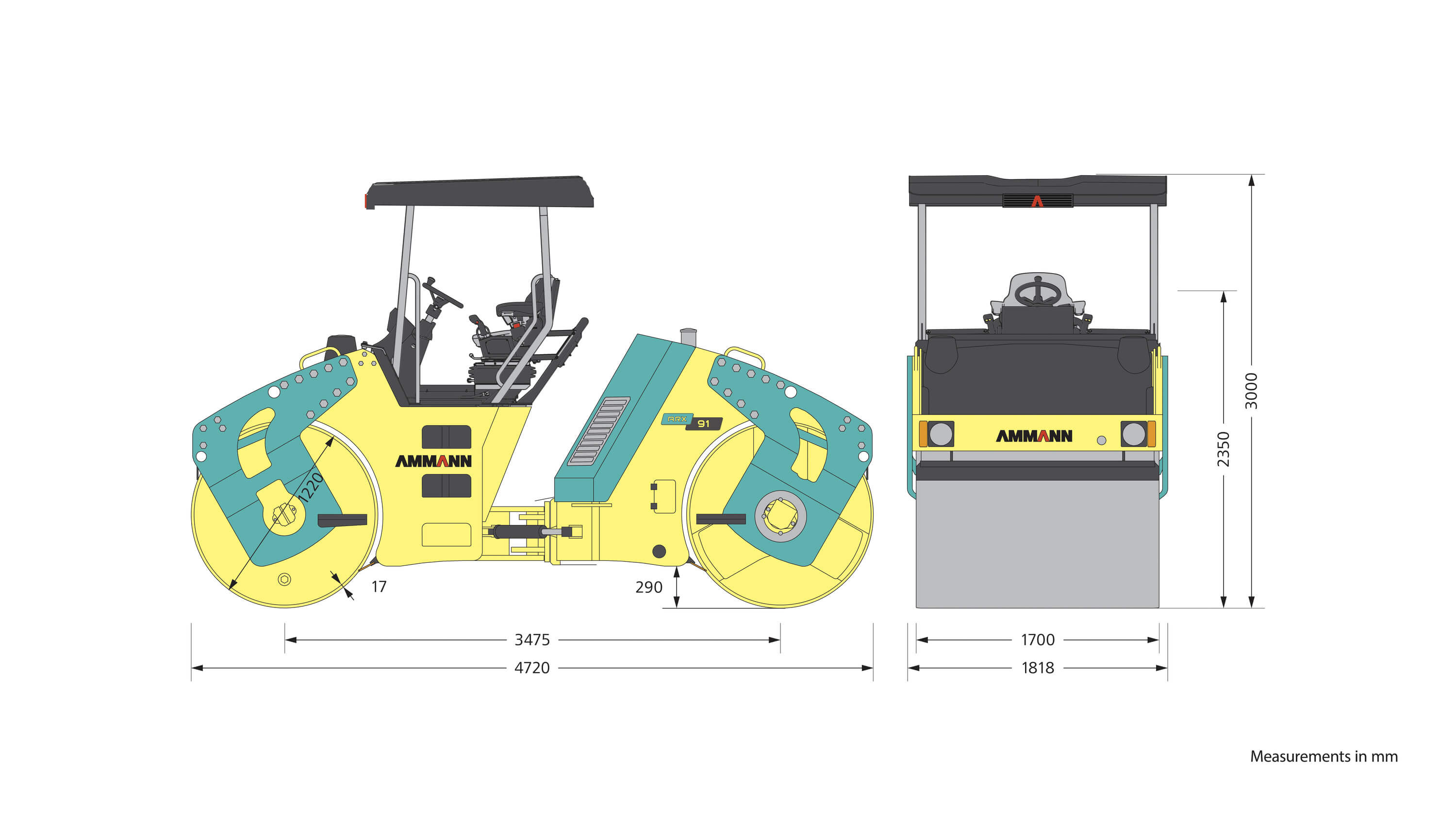 Ammann ARX 90 dimensions