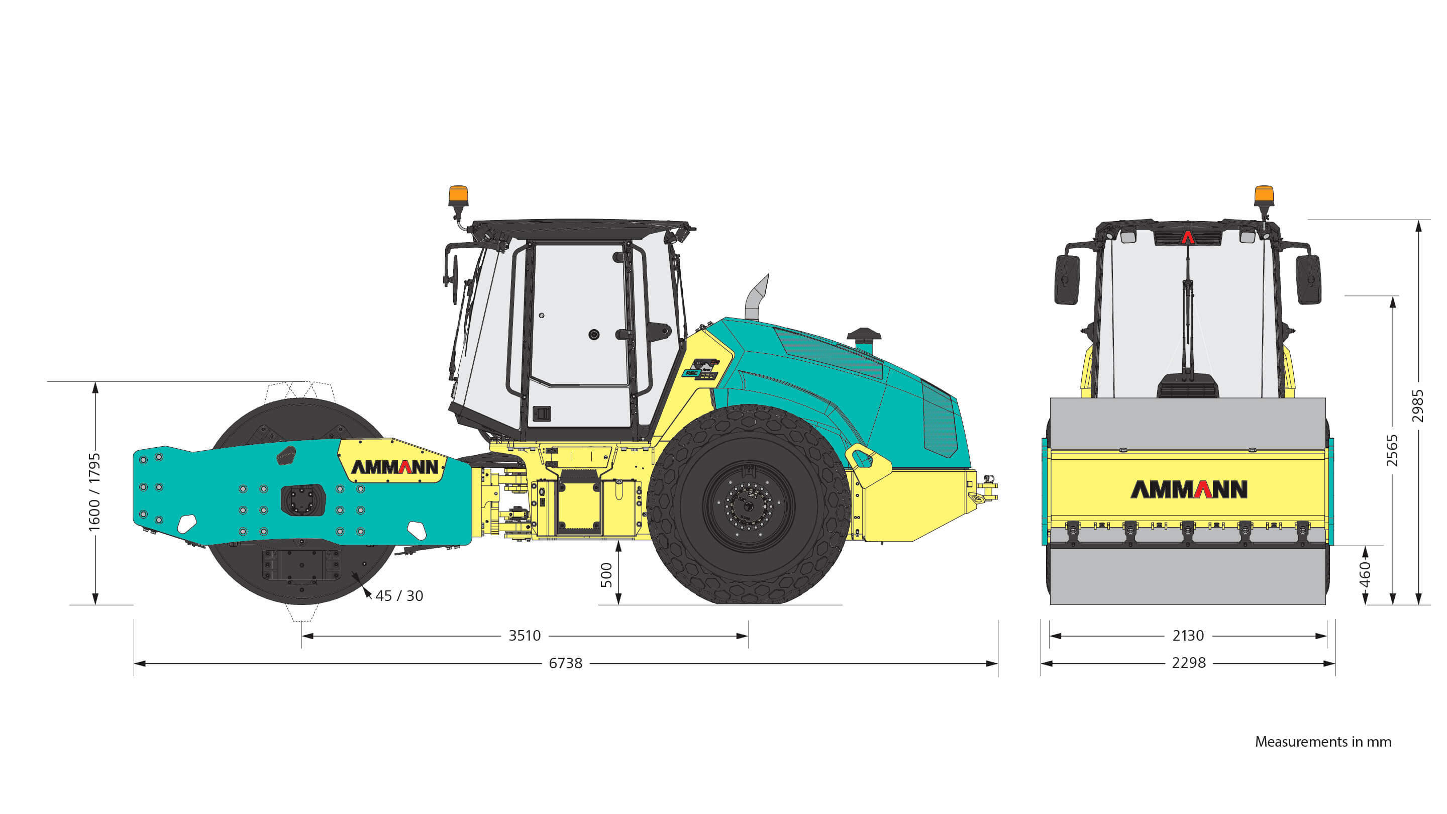 Ammann ARS 220 dimensions